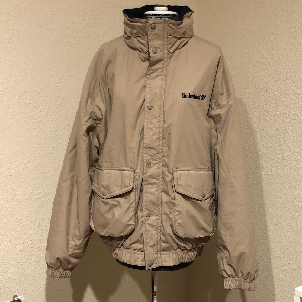 Vtg Timberland Men's Tan Hooded Jacket